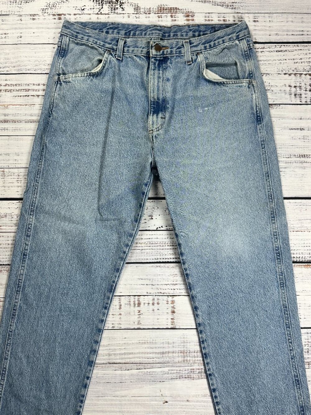 RUSTLER BY WRANGLER Straight Leg Jeans 100% Cotton Denim Medium Wash Blue 38x29